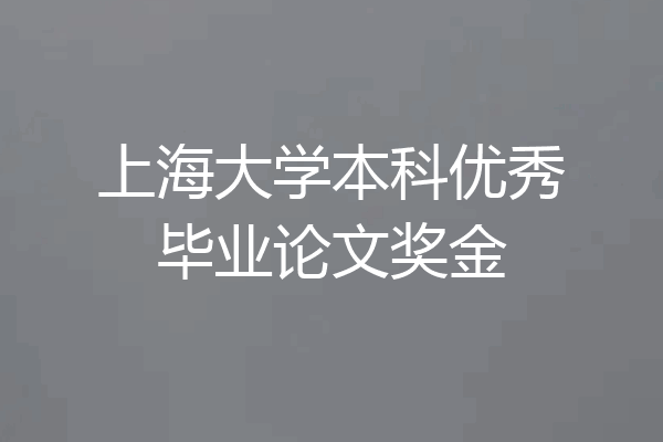 上海大学本科优秀毕业论文奖金