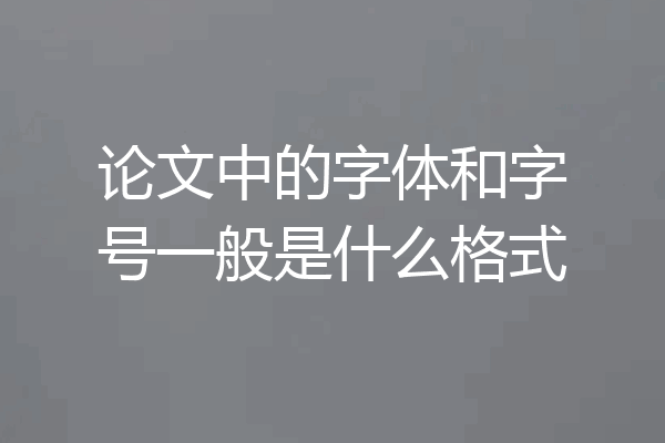 论文中的字体和字号一般是什么格式