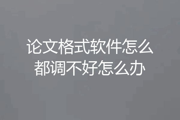 论文格式软件怎么都调不好怎么办