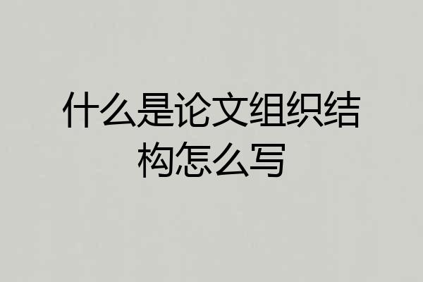 什么是论文组织结构怎么写