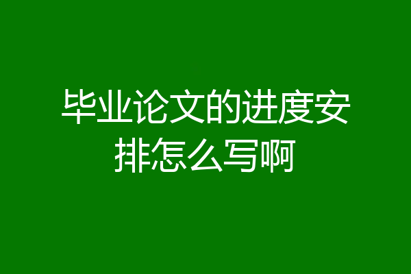 毕业论文的进度安排怎么写啊