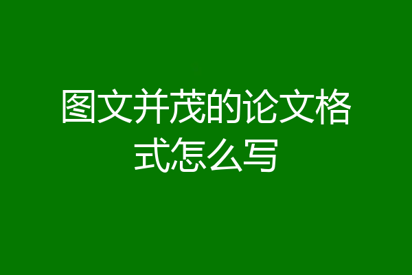 图文并茂的论文格式怎么写