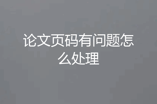 论文页码有问题怎么处理