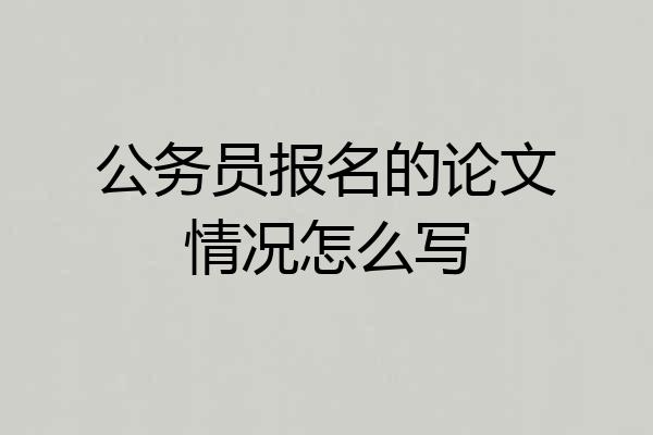 公务员报名的论文情况怎么写