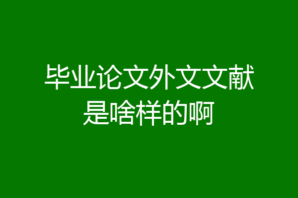 毕业论文外文文献是啥样的啊