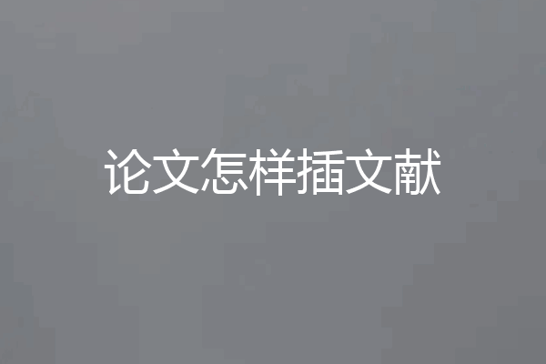 论文怎样插文献