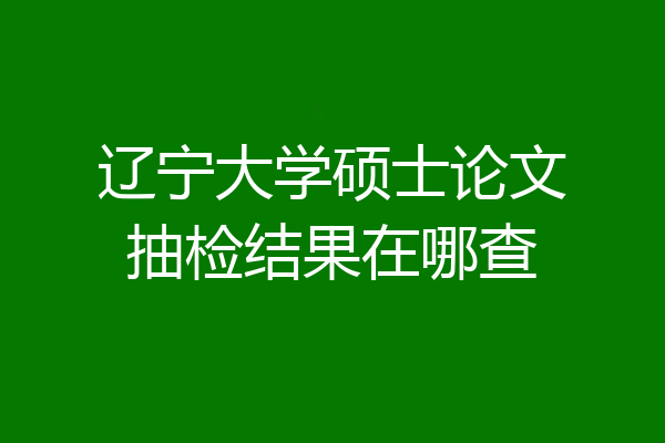 辽宁大学硕士论文抽检结果在哪查