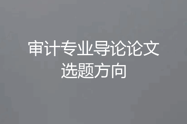 审计专业导论论文选题方向
