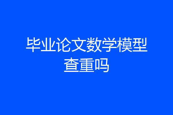 毕业论文数学模型查重吗
