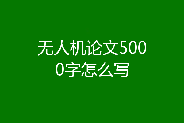无人机论文5000字怎么写