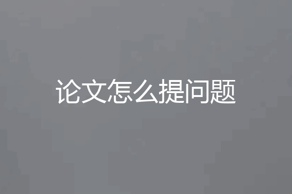论文怎么提问题