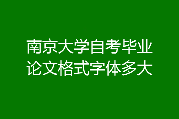 南京大学自考毕业论文格式字体多大