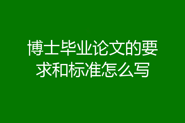 博士毕业论文的要求和标准怎么写