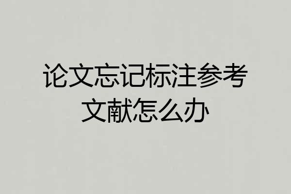 论文忘记标注参考文献怎么办