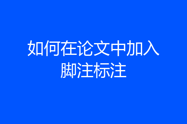 如何在论文中加入脚注标注