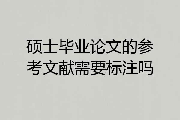 硕士毕业论文的参考文献需要标注吗