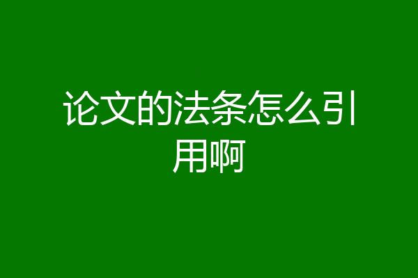 论文的法条怎么引用啊