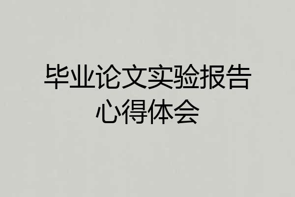 毕业论文实验报告心得体会
