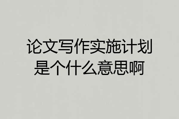 论文写作实施计划是个什么意思啊
