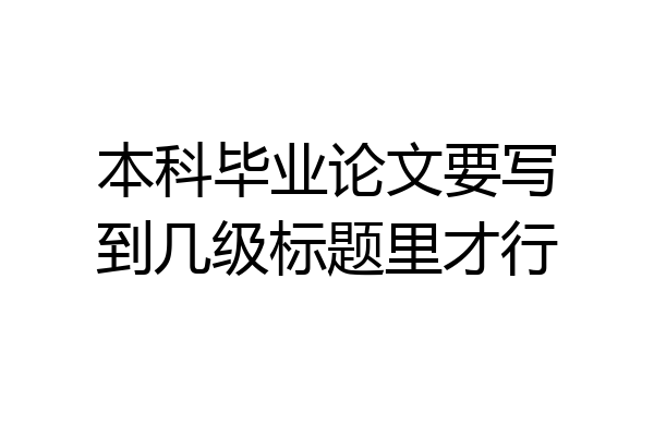 本科毕业论文要写到几级标题里才行