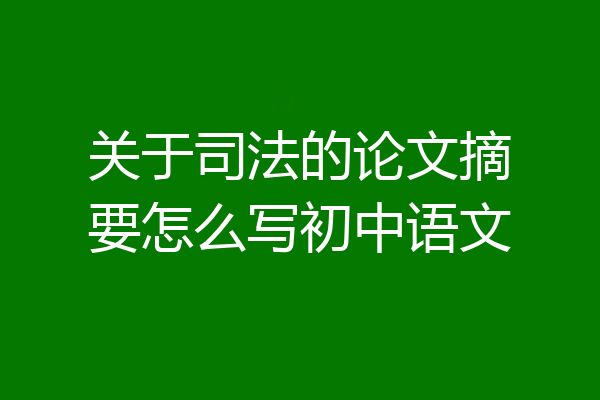 关于司法的论文摘要怎么写初中语文