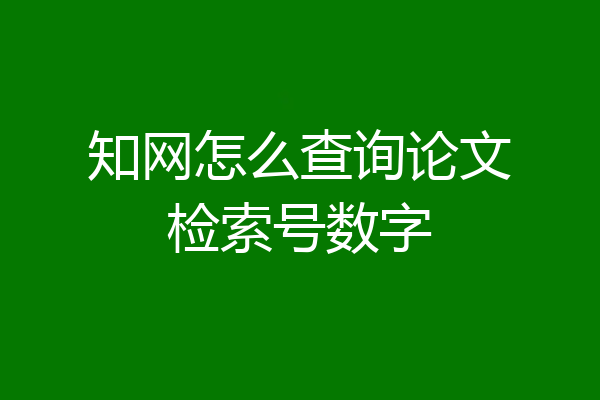 知网怎么查询论文检索号数字