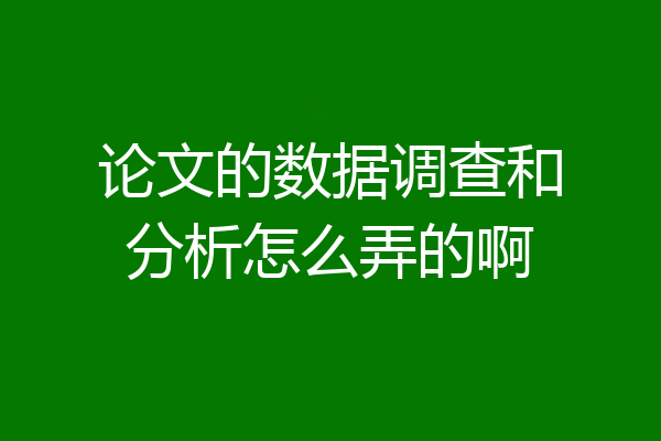 论文的数据调查和分析怎么弄的啊