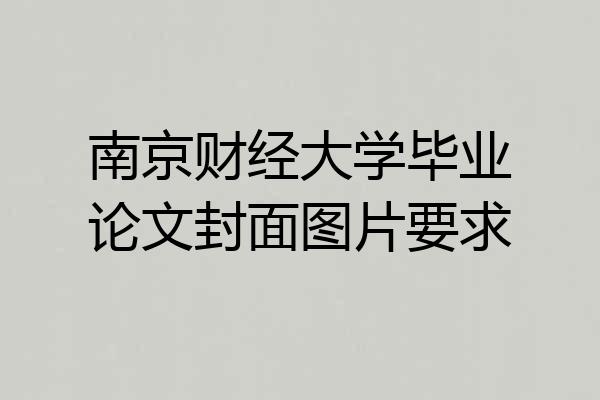 南京财经大学毕业论文封面图片要求