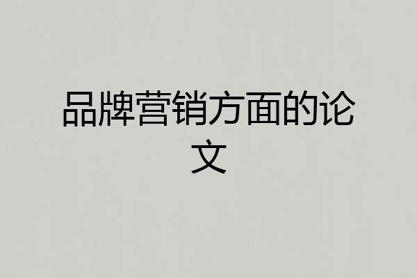 品牌营销方面的论文