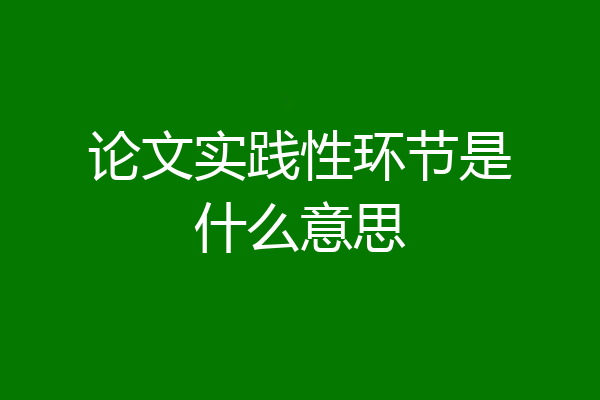 论文实践性环节是什么意思