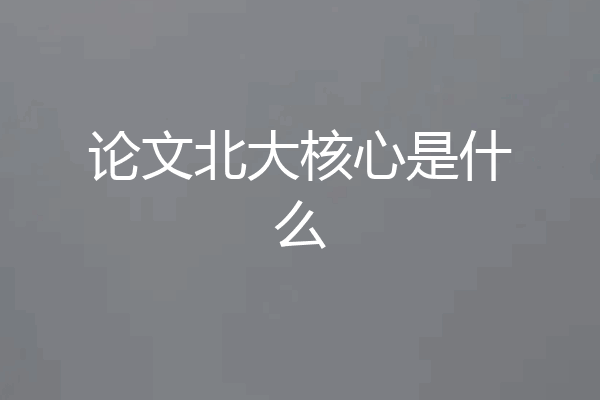 论文北大核心是什么