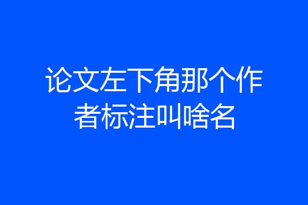 论文左下角那个作者标注叫啥名