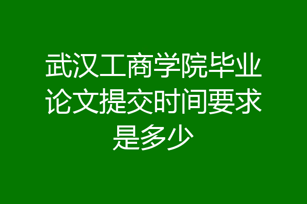 武汉工商学院毕业论文提交时间要求是多少
