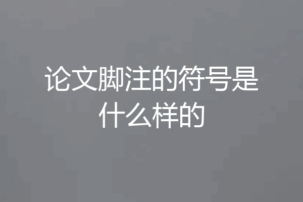 论文脚注的符号是什么样的