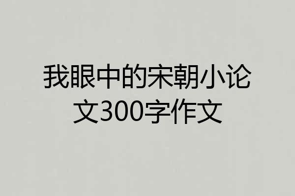 我眼中的宋朝小论文300字作文