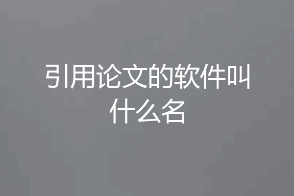 引用论文的软件叫什么名