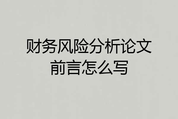 财务风险分析论文前言怎么写