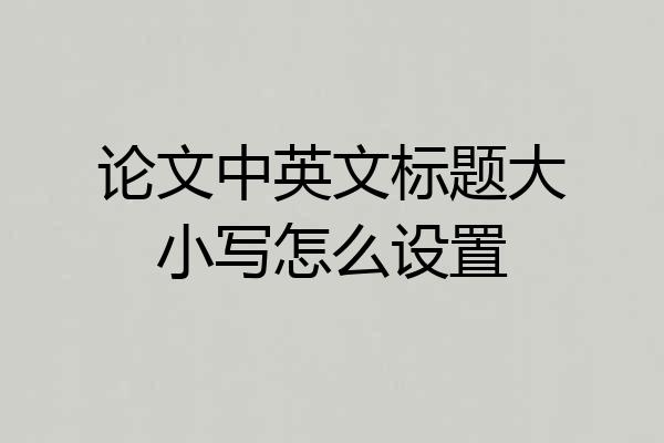 论文中英文标题大小写怎么设置