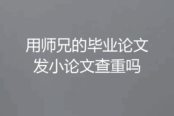 用师兄的毕业论文发小论文查重吗