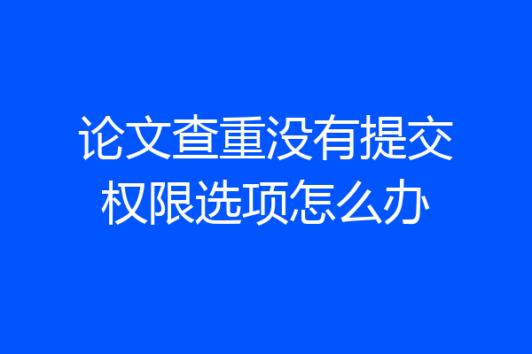 论文查重没有提交权限选项怎么办