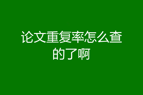 论文重复率怎么查的了啊