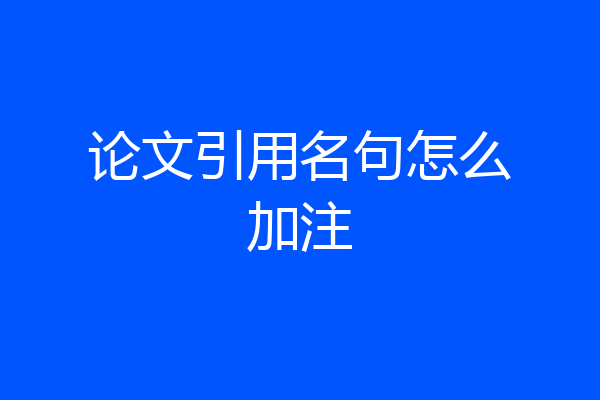 论文引用名句怎么加注
