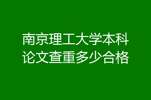 南京理工大学本科论文查重多少合格