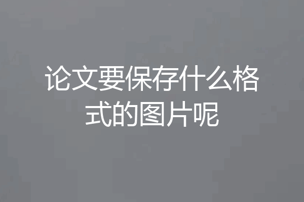 论文要保存什么格式的图片呢