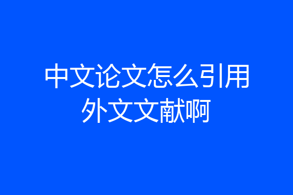 中文论文怎么引用外文文献啊