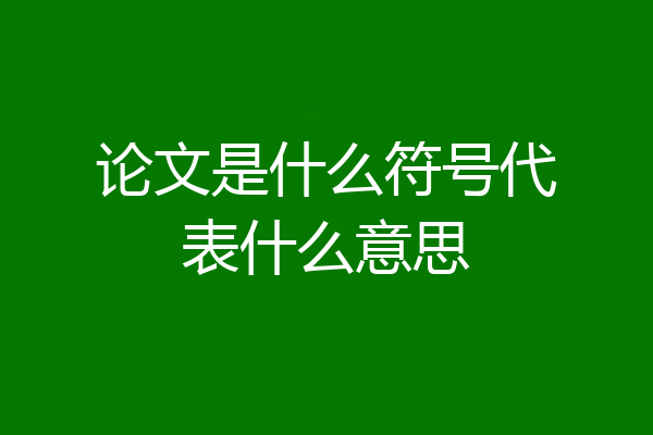 论文是什么符号代表什么意思