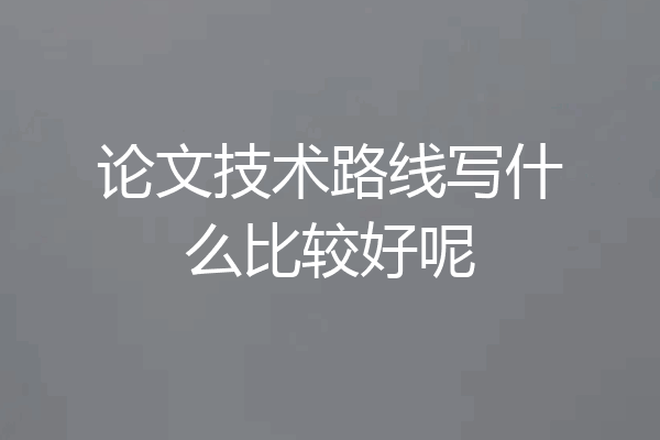 论文技术路线写什么比较好呢
