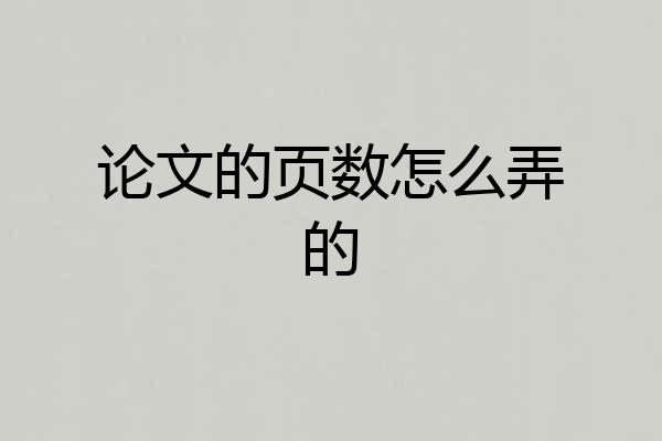论文的页数怎么弄的