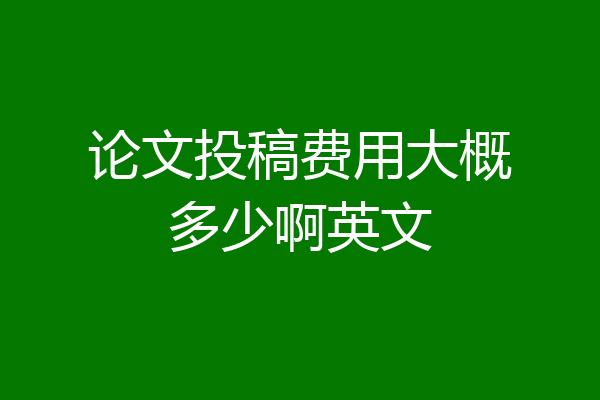 论文投稿费用大概多少啊英文