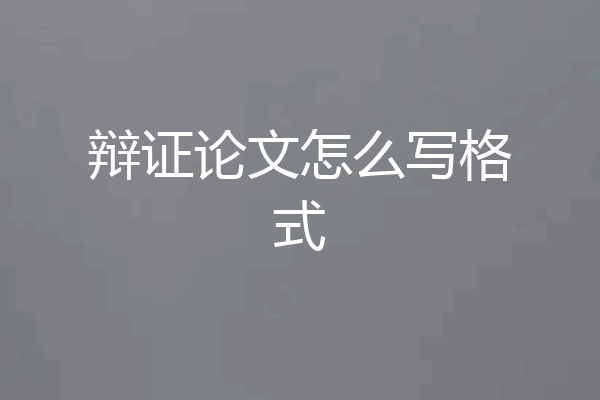 辩证论文怎么写格式